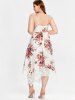 Plus Size Lace Panel Floral Print Handkerchief Midi Dress -  