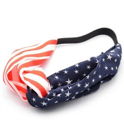 USA Independence Day American Flag Twisted Elastic Headband - MULTI