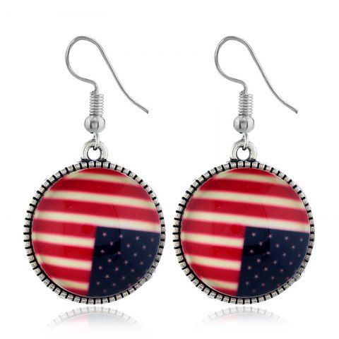 USA Independence Day American Flag Pattern Round Earring