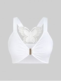 Plus Size & Curve Lace Butterfly Bra Top - WHITE - 2X