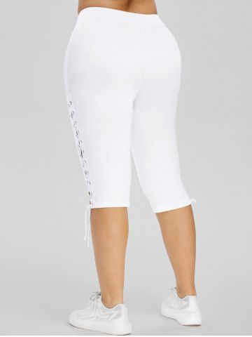 Plus Size High Waisted Lace Up Capri Pants