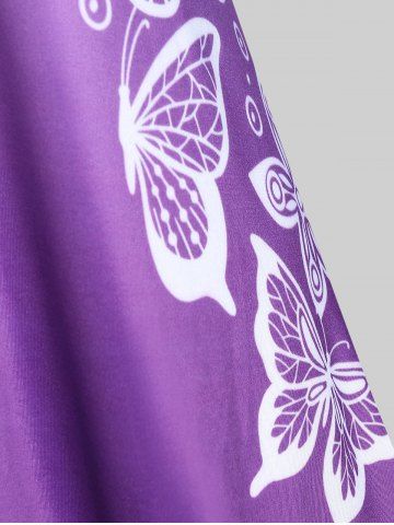 Plus Size Ombre Color Butterfly Print Flowy Tank Top