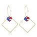 USA Independence Day Square Dangle Hoop Earrings -  