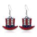 Independence Day Hat-shaped Rhinestone Pendant Dangle Earrings -  
