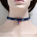 USA Independence Day Ripped Denim Heart Pendant Choker -  
