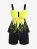 Plus Size Sunflower Print Ruched Boyshort High Rise Modest Tankini Swimwear -  