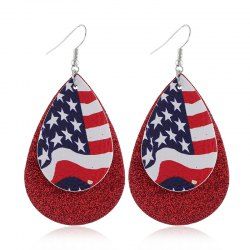 Boucles D'Oreilles Pendantes Drapeau Américain Journée de L'Indépendance en PU - Multi 