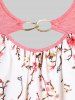 Curve Cutout Floral Print 2 in 1 Tee and High Waist 3D Print Capri Skinny Leggings Plus Size Summer Outfit -  