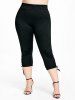 Ruched Zip Up Lace-up Tank Top and Capri Leggings Gothic Plus Size Summer Outfit -  