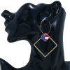 USA Independence Day Square Dangle Hoop Earrings -  
