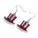 Independence Day Hat-shaped Rhinestone Pendant Dangle Earrings -  