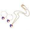 Ensemble de Collier et de Boucles D'Oreilles Pendant en Forme de Cœur du Jour de l'Indépendance - d'or 