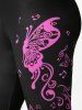 Plus Size & Curve High Waist Butterfly Print Gym Capri Leggings -  