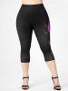Plus Size & Curve High Waist Butterfly Print Gym Capri Leggings -  
