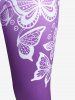 Legging Corsaire à Imprimé Papillon Ombré à Taille Haute de Grande Taille - Pourpre  5x | US 30-32