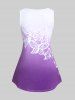 Plus Size Ombre Color Butterfly Print Flowy Tank Top -  
