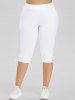 Pantalon Corsaire à Lacets à Taille Haute Grande Taille - Blanc 1X | US 14-16
