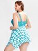 Plus Size Checkerboard Padded Handkerchief Boyleg Tankini Swimsuit -  
