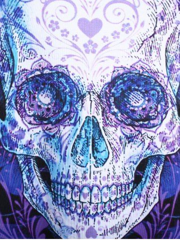 Plus Size Skull Printed Short Sleeves Gothic Tee