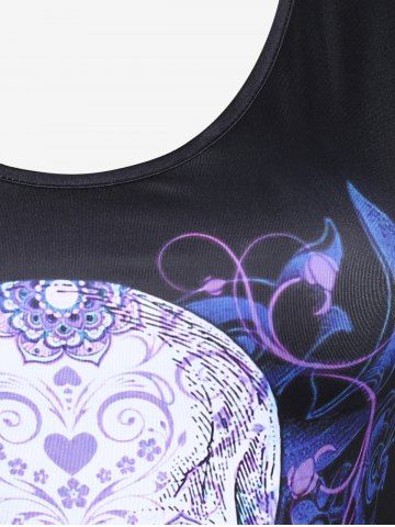 Plus Size Skull Printed Short Sleeves Gothic Tee