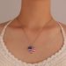 USA Independence Day Heart Shape American Flag Necklace -  