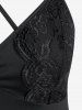 Plus Size Halter Lace Panel O Ring Strappy Tank Top -  