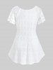 T-shirt Broderie Anglaise Panneau en Dentelle de Grande Taille - Blanc 1X | US 14-16