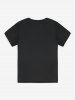 T-shirt Unisexe à Imprimé Dragon Oriental à Manches Courtes - Noir 4XL