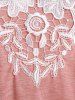 T-shirt Bicolore Panneau en Dendelle à Epaule Dénudée de Grande Taille - Rose clair M | US 10