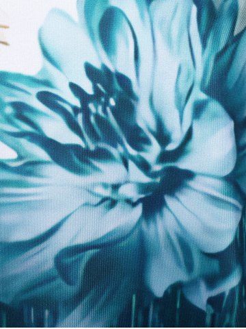 Plus Size Floral Print Lace Panel Tank Top