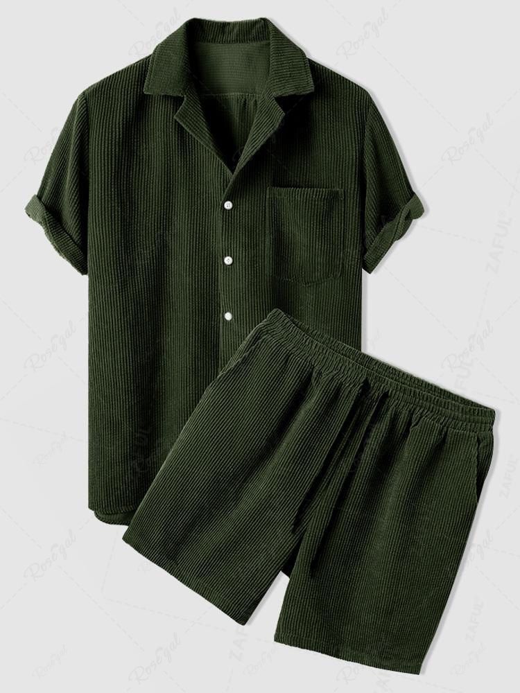 Store Corduroy Casual Shirt and Shorts Set  