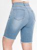 Plus Size Ripped Frayed Denim Bermuda Shorts -  