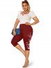 Plus Size & Curve Butterfly American Flag Print Patriotic Capri Leggings -  