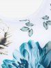 Plus Size Floral Print Lace Panel Tank Top -  