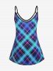 Plus Size 3D Lace Up Printed Plaid Cami Top -  