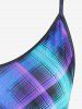 Plus Size 3D Lace Up Printed Plaid Cami Top -  