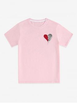 Heart Wing Print Solid Unisex T Shirt - LIGHT PINK - 4XL