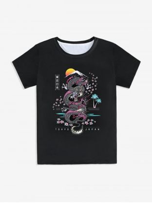 T-shirt Unisexe à Imprimé Dragon Tokyo à Manches Courtes