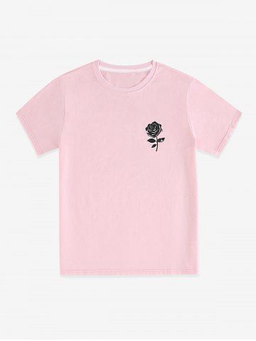 T-Shirt de Base Unisexe à Imprimé Rose de Grande Taille - LIGHT PINK - M