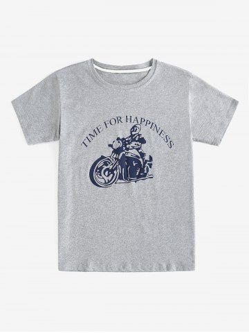 T-shirt Unisexe à Imprimé Lettre Graphique de Grande Taille - GRAY - 4XL