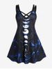 Plus Size Galaxy Print Crisscross A Line Sleeveless Casual Dress -  