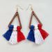 USA Independence Day Handmade Wood Triangle Tassels Bohemian Earrings -  