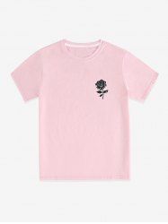 T-Shirt de Base Unisexe à Imprimé Rose de Grande Taille - Rose clair M