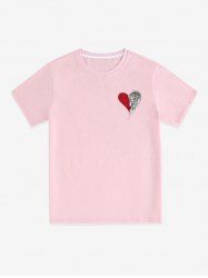 Heart Wing Print Solid Unisex T Shirt -  