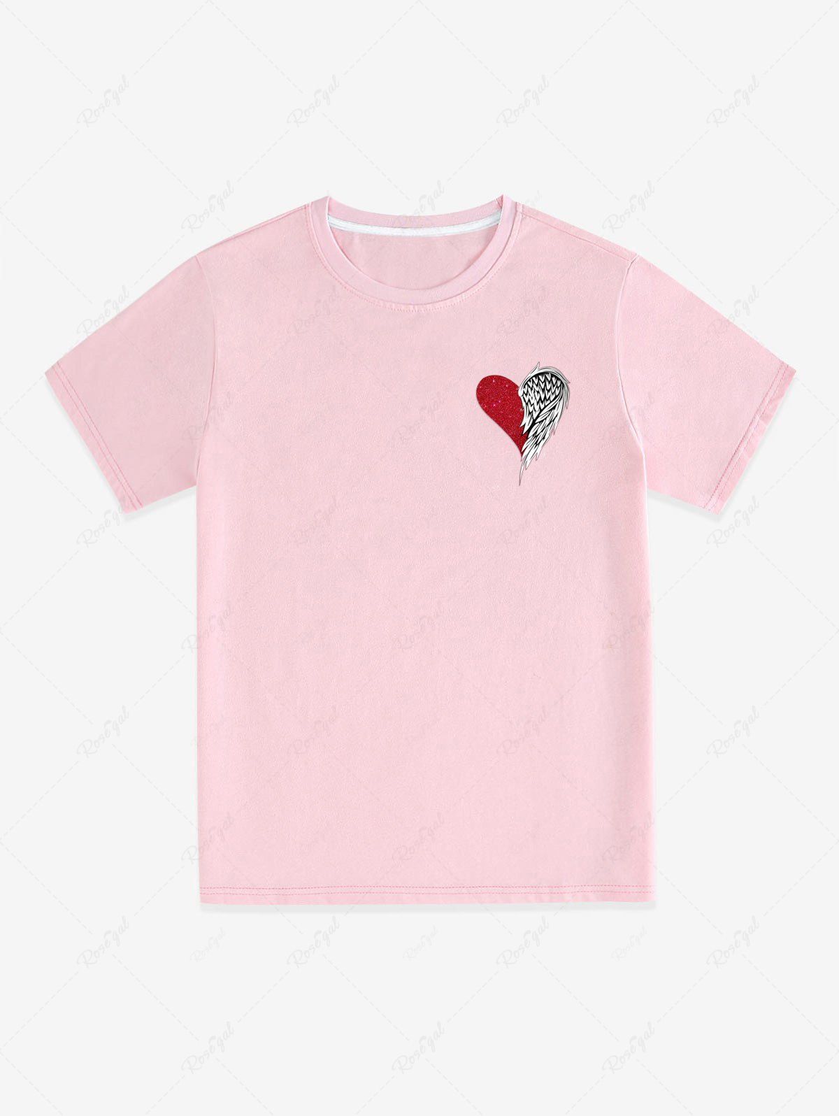 New Heart Wing Print Solid Unisex T Shirt  