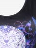 Skull Printed Gothic Tee and Skull Printed Skinny Leggings Plus Size Summer Outfit -  