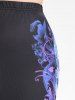 Skull Printed Gothic Tee and Skull Printed Skinny Leggings Plus Size Summer Outfit -  