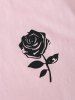 T-Shirt de Base Unisexe à Imprimé Rose de Grande Taille - Rose clair 2XL