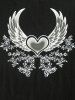 Heart Wings Print Short Sleeves Unisex Tee -  