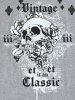 Gothic Skull Rose Print Unisex Graphic Tee -  